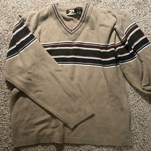 Tan stripe across v-neck sweater